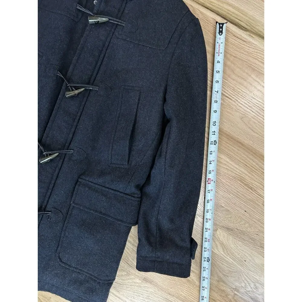 Nautica Wool‎ Coat Big Men Size M Toggle Full Zip Gray Heavy Winter Jacket Lined